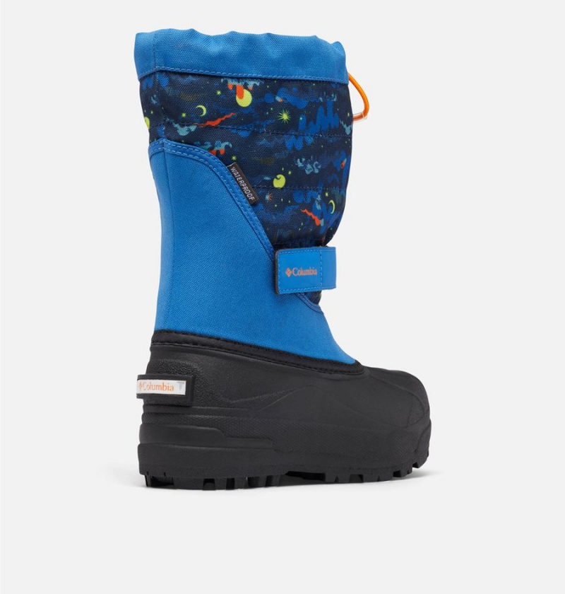 Blue Columbia Powderbug Plus II Print Snow Kids' Boots | 25708CSLE