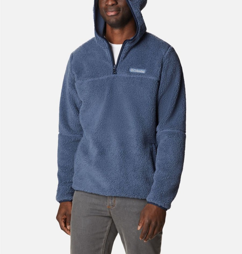 Blue Columbia Rugged Ridge III Sherpa Pullover Men's Hoodie | 85210TMXJ