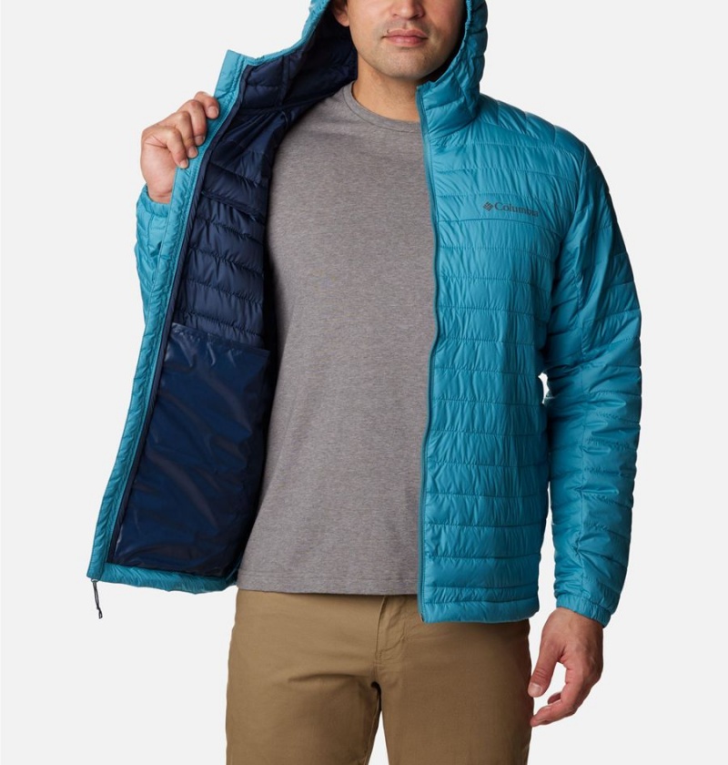 Blue Columbia Silver Falls Hooded Insulated Men's Puffer Jacket | 93185DYNK