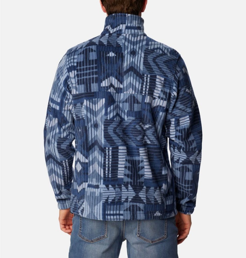 Blue Columbia Steens Mountain Printed Men's Fleece Jacket | 14270ZEKR