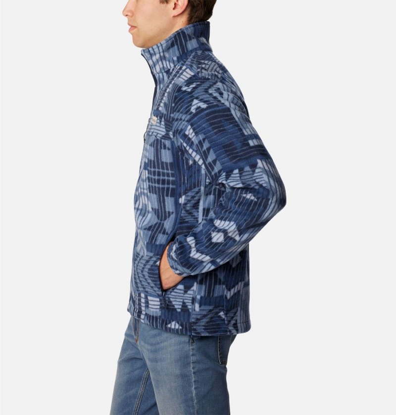 Blue Columbia Steens Mountain Printed Men's Fleece Jacket | 14270ZEKR