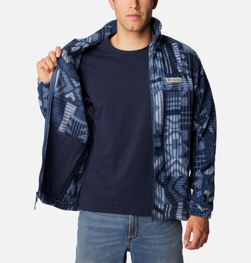 Blue Columbia Steens Mountain Printed Men's Fleece Jacket | 14270ZEKR