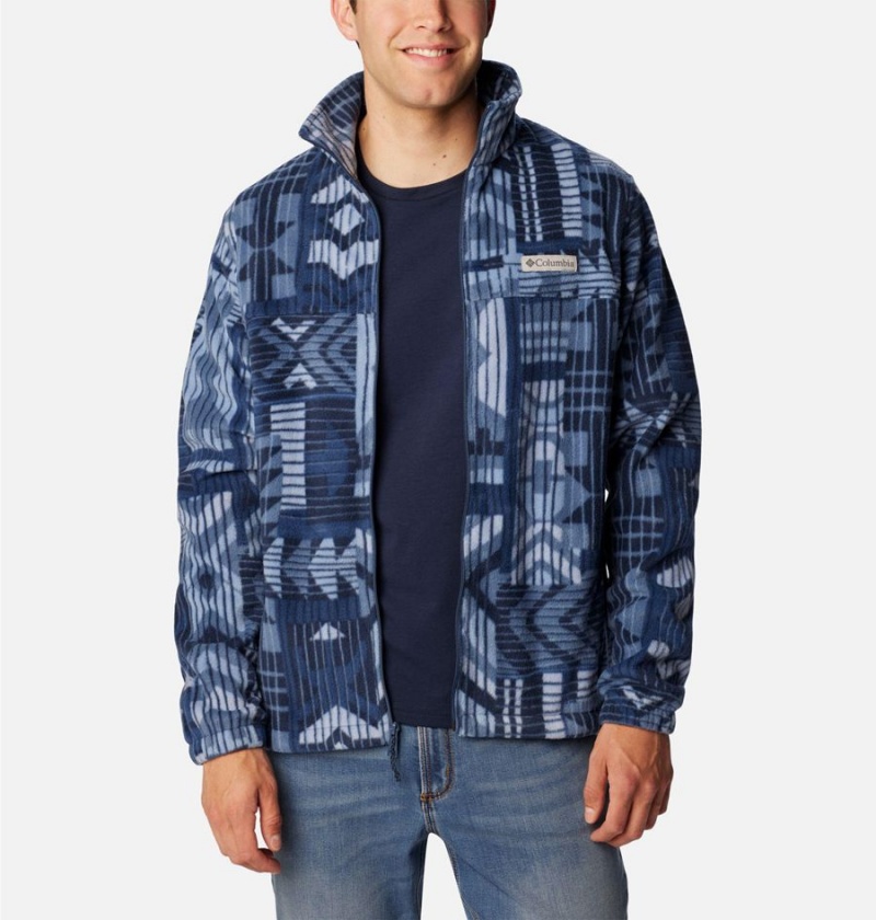 Blue Columbia Steens Mountain Printed Men's Fleece Jacket | 14270ZEKR