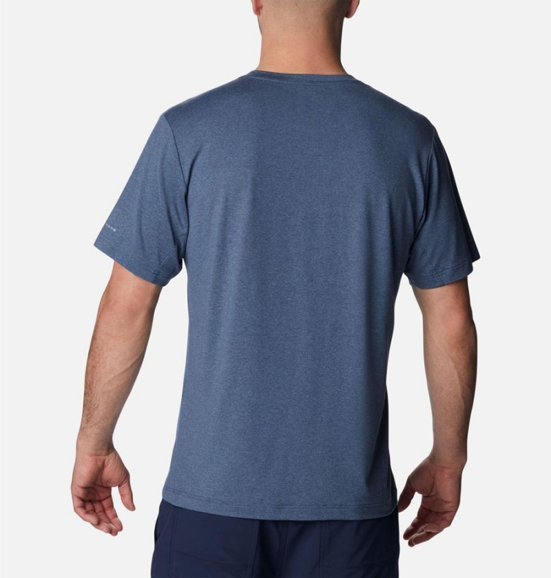 Blue Columbia Tech Trail Crew Neck Men's T-Shirt | 35061MDYR