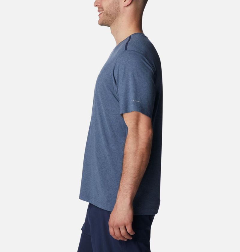 Blue Columbia Tech Trail Crew Neck Men's T-Shirt | 35061MDYR