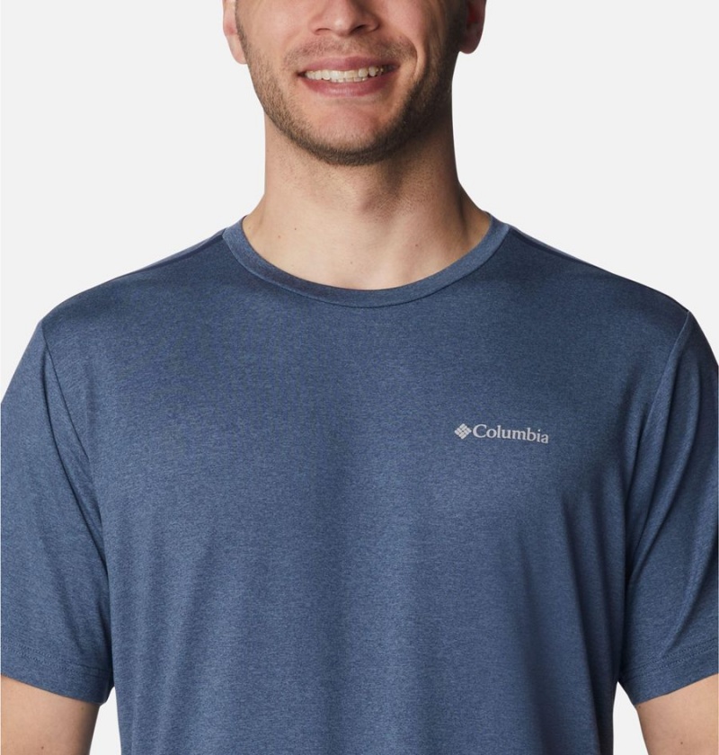 Blue Columbia Tech Trail Crew Neck Men's T-Shirt | 35061MDYR