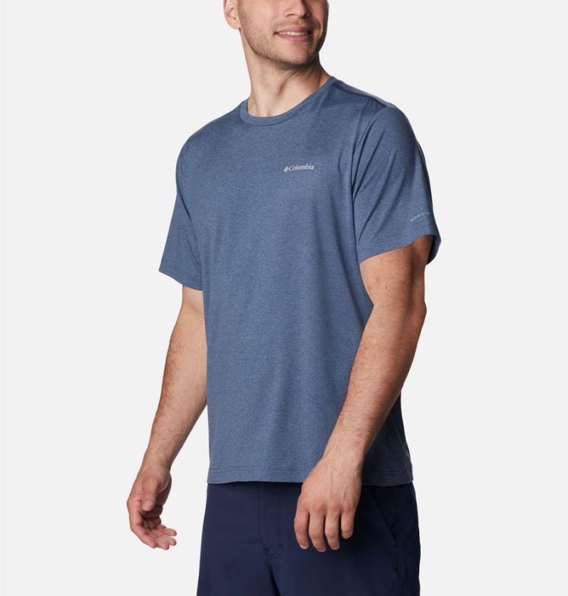 Blue Columbia Tech Trail Crew Neck Men's T-Shirt | 35061MDYR