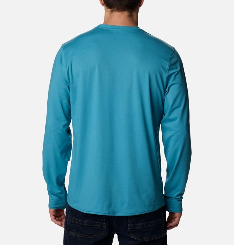 Blue Columbia Tech Trail Long Sleeve Crew II Men's T-Shirt | 70415THJU