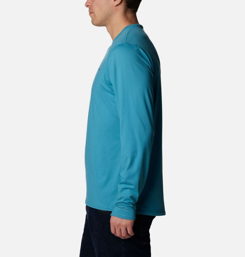 Blue Columbia Tech Trail Long Sleeve Crew II Men's T-Shirt | 70415THJU