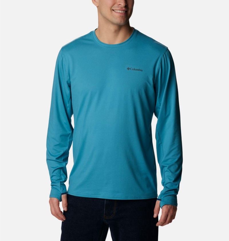 Blue Columbia Tech Trail Long Sleeve Crew II Men\'s T-Shirt | 70415THJU