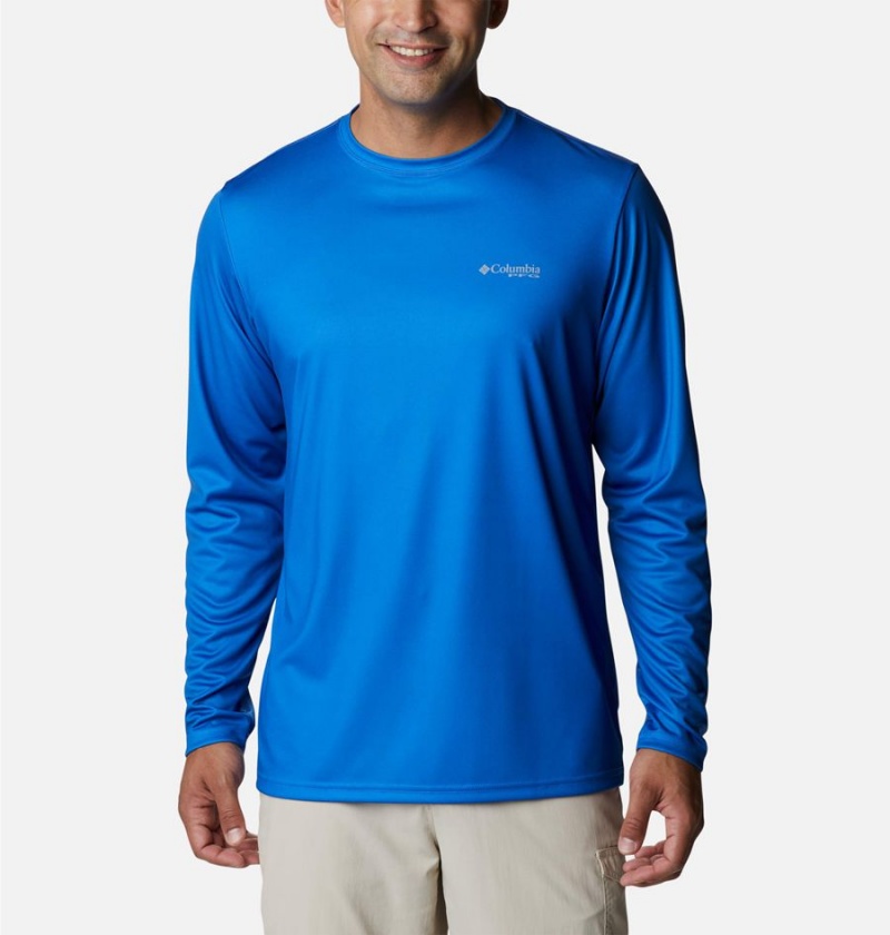 Blue Columbia Terminal Tackle PFG Fish Flag Long Sleeve Men's T-Shirt | 29105CWGL