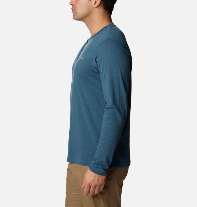 Blue Columbia Thistletown Hills Henley Men's T-Shirt | 28036GTND