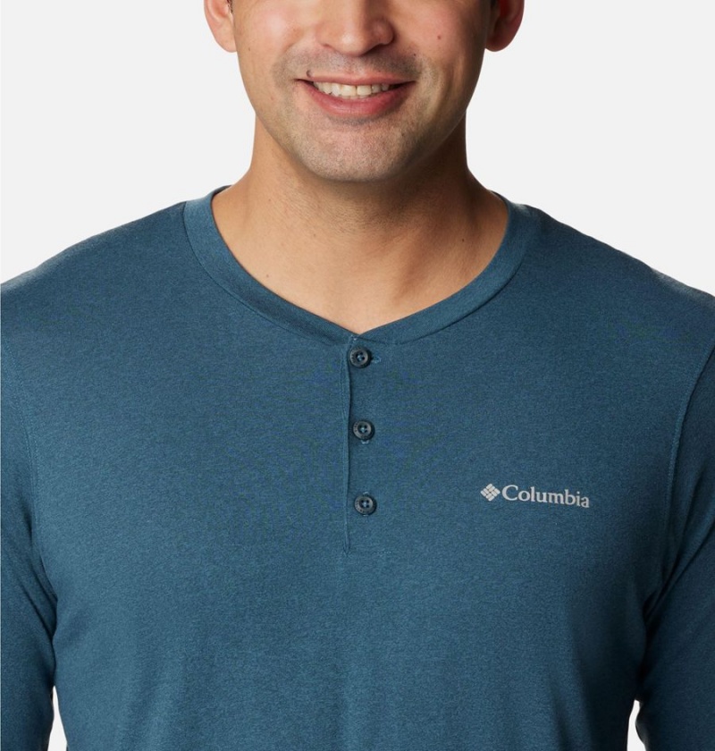 Blue Columbia Thistletown Hills Henley Men's T-Shirt | 28036GTND