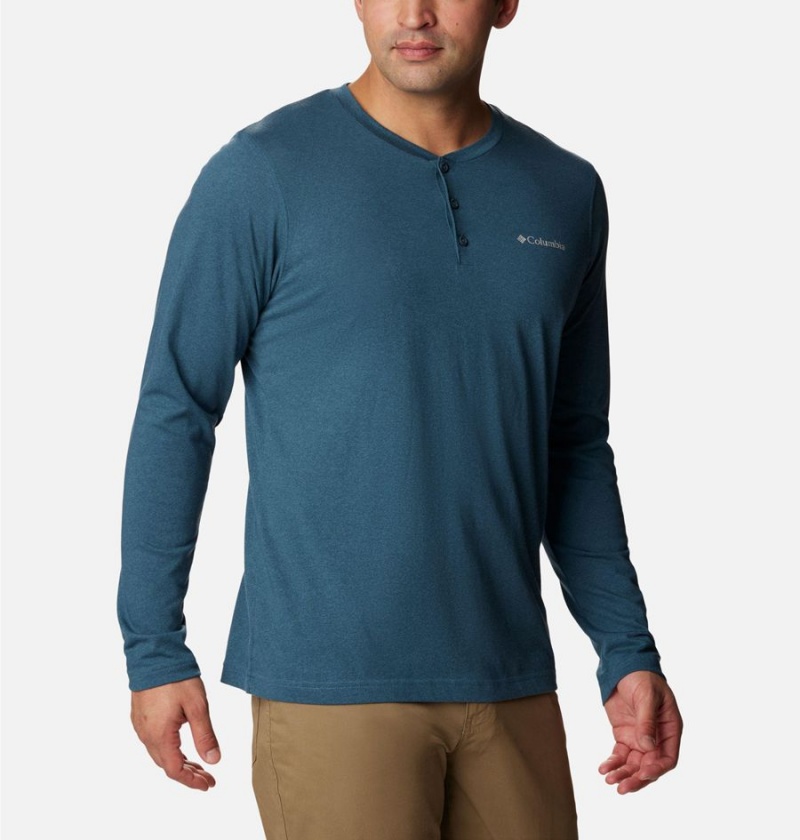 Blue Columbia Thistletown Hills Henley Men's T-Shirt | 28036GTND