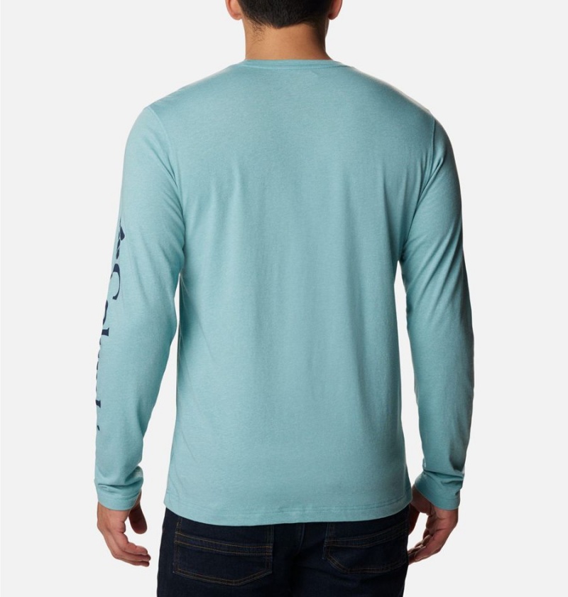 Blue Columbia Thistletown Hills Long Sleeve Logo Men's T-Shirt | 47685AYJL