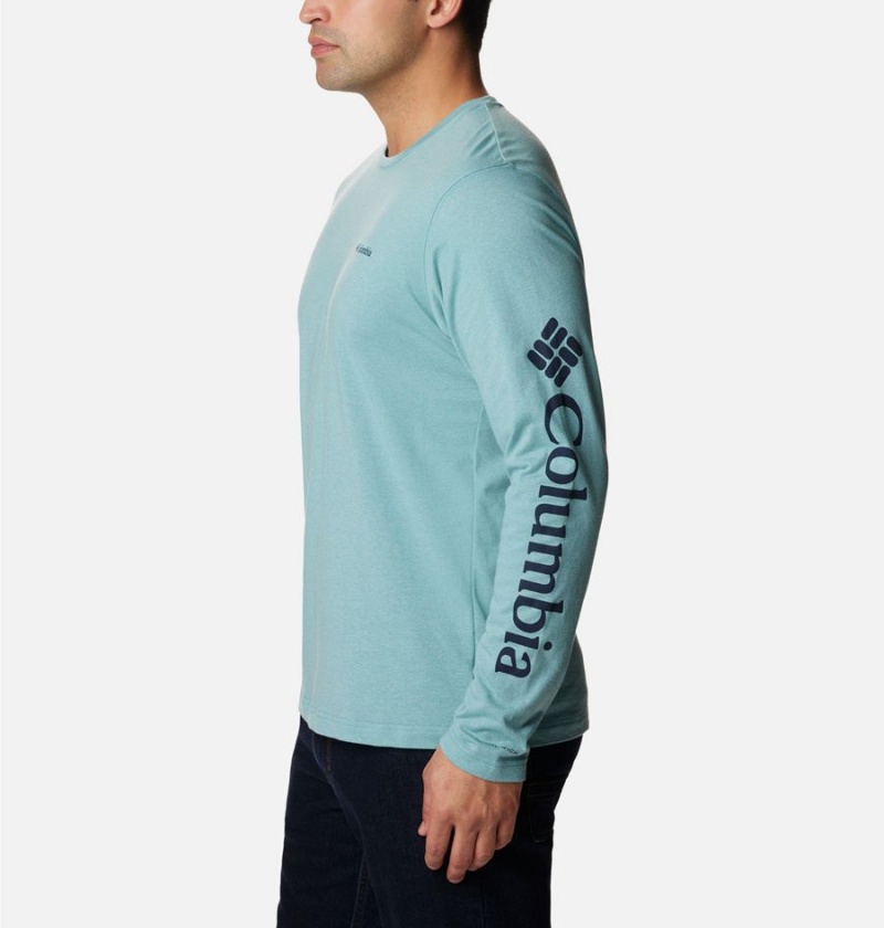 Blue Columbia Thistletown Hills Long Sleeve Logo Men's T-Shirt | 47685AYJL