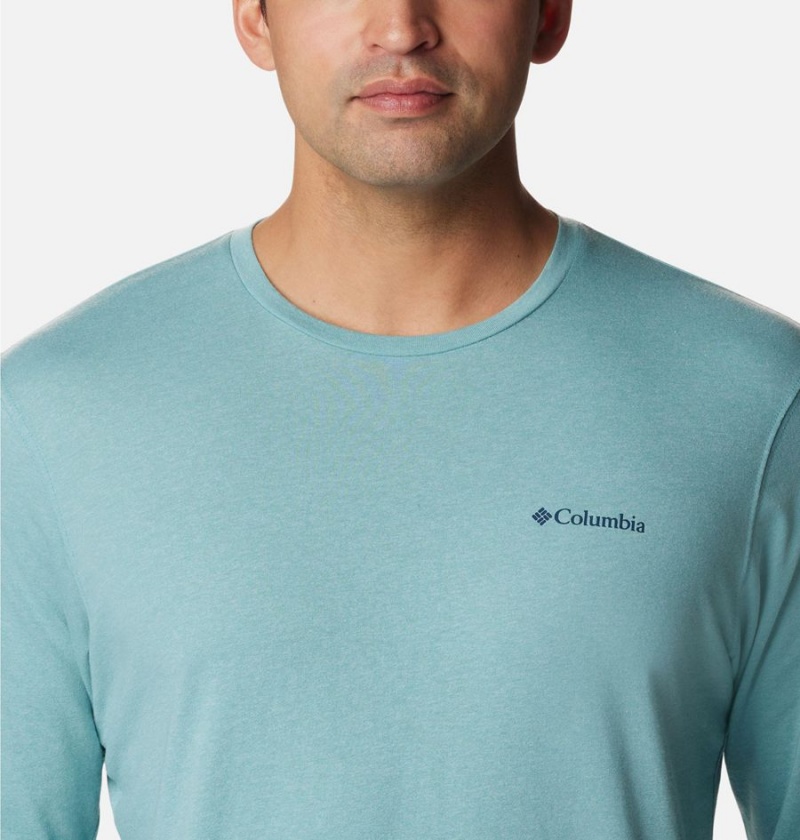 Blue Columbia Thistletown Hills Long Sleeve Logo Men's T-Shirt | 47685AYJL