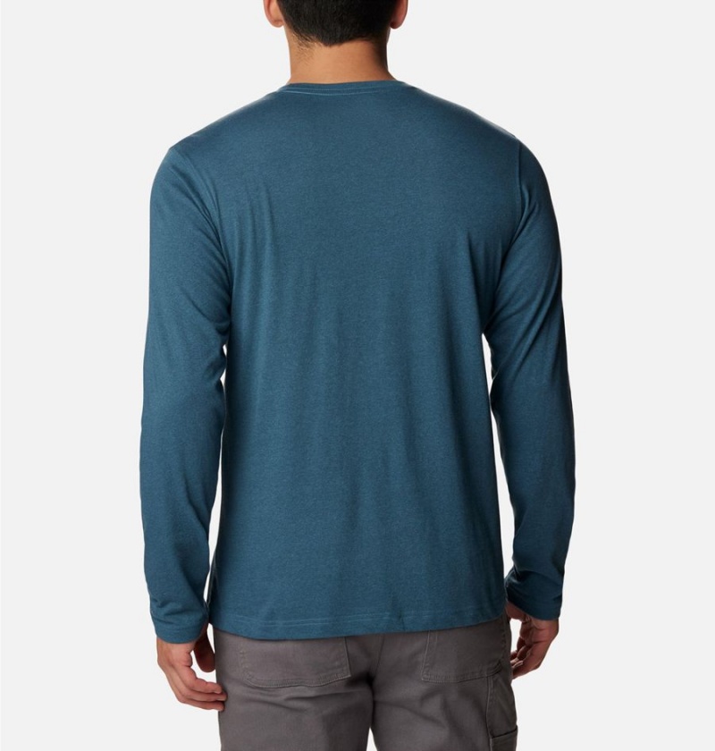 Blue Columbia Thistletown Hills Long Sleeve Crew Men's T-Shirt | 49083NAKW