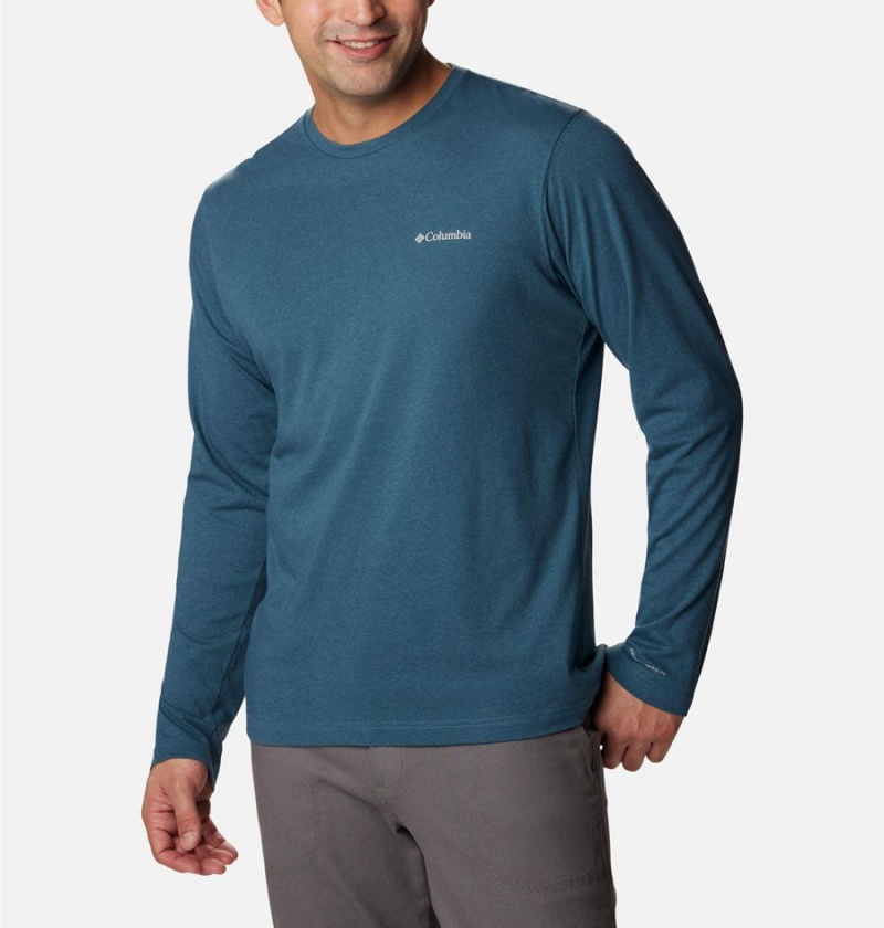 Blue Columbia Thistletown Hills Long Sleeve Crew Men's T-Shirt | 49083NAKW