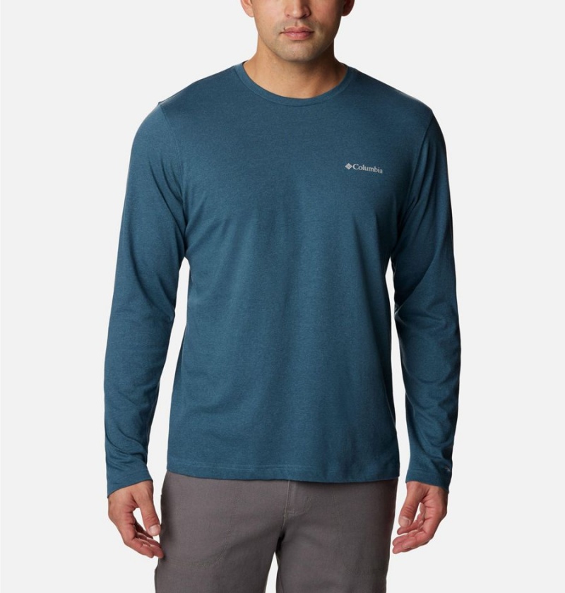 Blue Columbia Thistletown Hills Long Sleeve Crew Men\'s T-Shirt | 49083NAKW