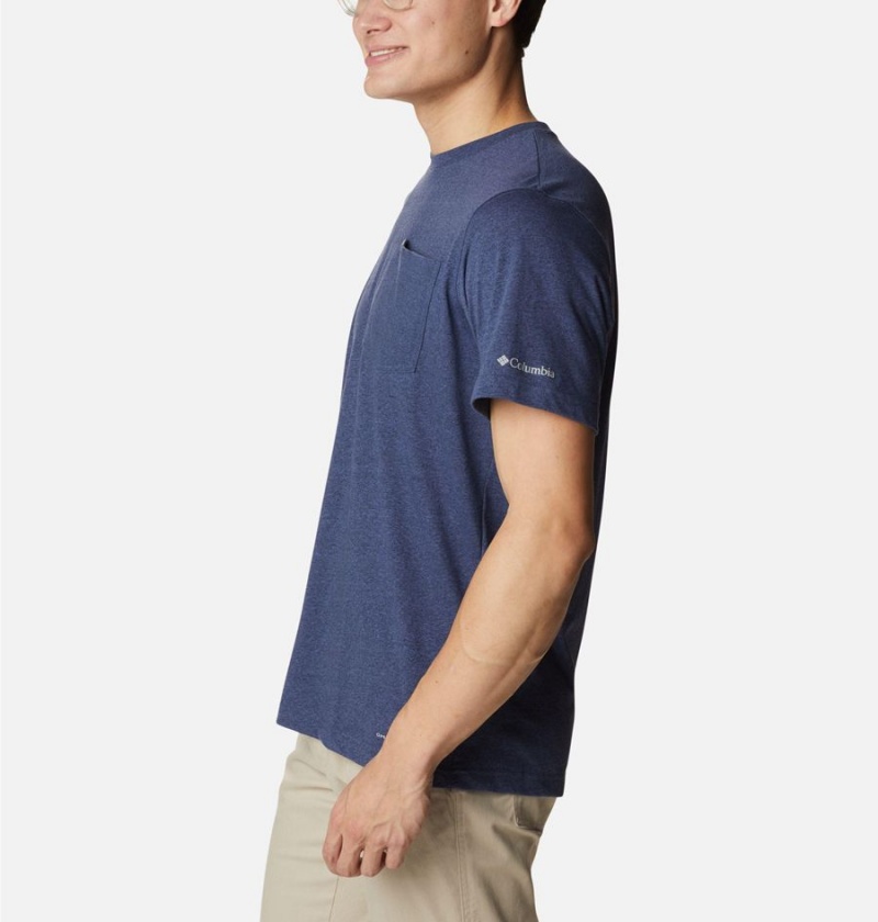 Blue Columbia Thistletown Hills Pocket Men's T-Shirt | 78094ABQF