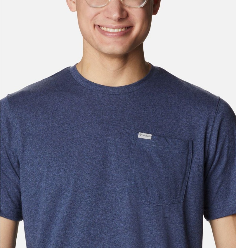 Blue Columbia Thistletown Hills Pocket Men's T-Shirt | 78094ABQF