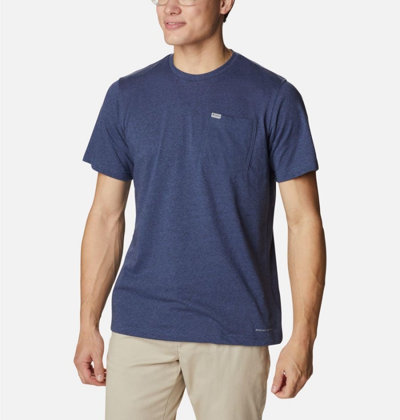 Blue Columbia Thistletown Hills Pocket Men's T-Shirt | 78094ABQF