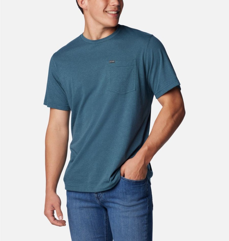 Blue Columbia Thistletown Hills Pocket Men's T-Shirt | 56903GHLU