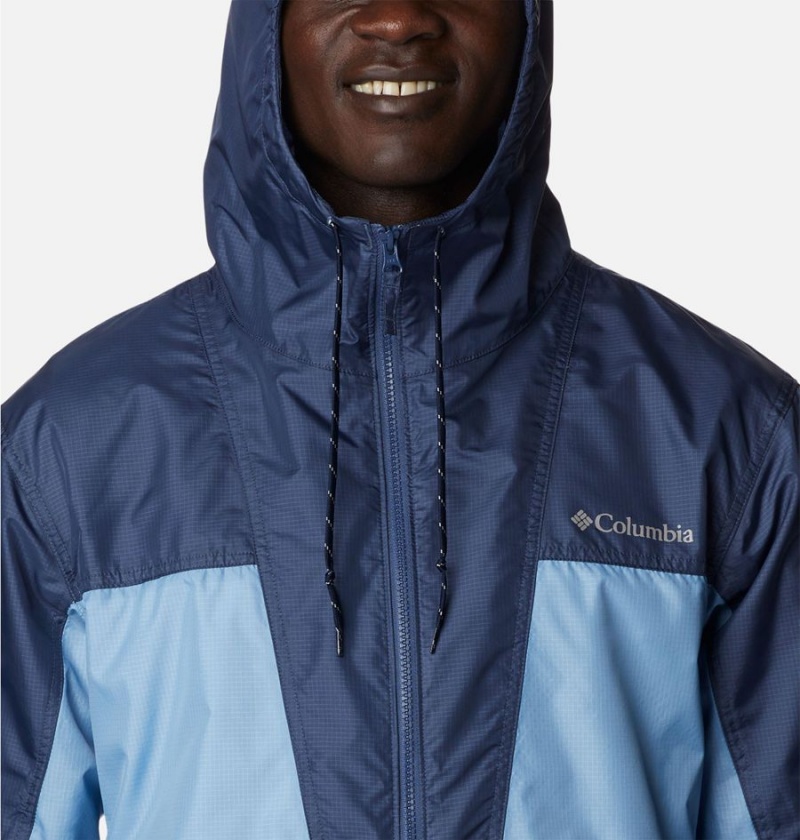 Blue Columbia Trail Traveler Men's Windbreaker | 74695PIOU