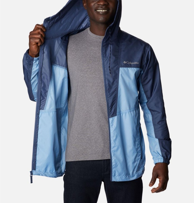 Blue Columbia Trail Traveler Men's Windbreaker | 74695PIOU