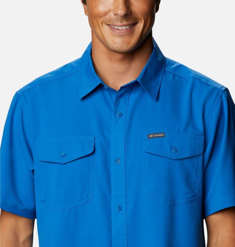 Blue Columbia Utilizer II Solid Short Sleeve Men's Shirt | 69483NGTL