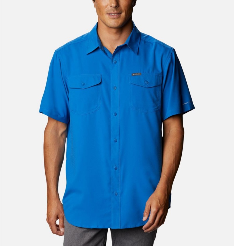 Blue Columbia Utilizer II Solid Short Sleeve Men\'s Shirt | 69483NGTL