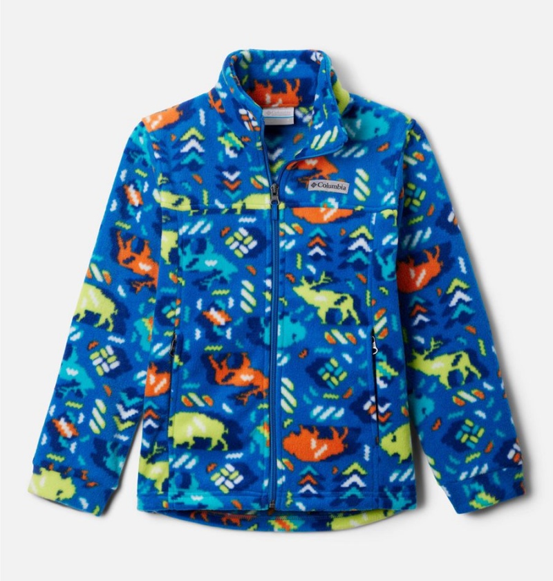 Blue Columbia Zing III Printed Fleece Kids\' Jacket | 54678YSUK