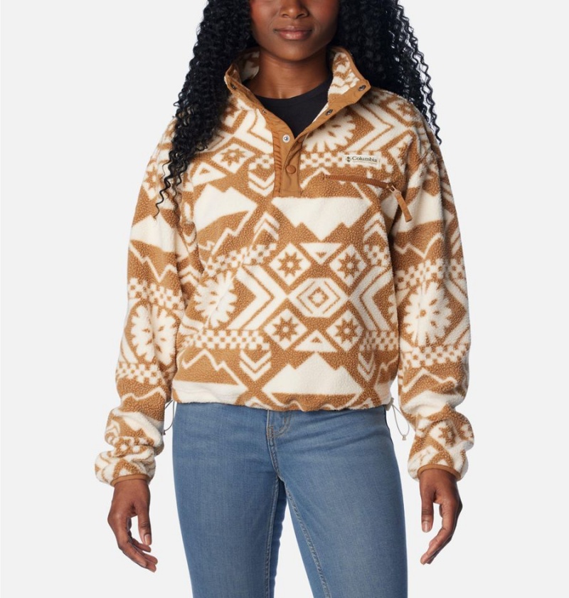 Brown Columbia Helvetia Cropped Half Snap Fleece Women's Pullover | 52687QGNL