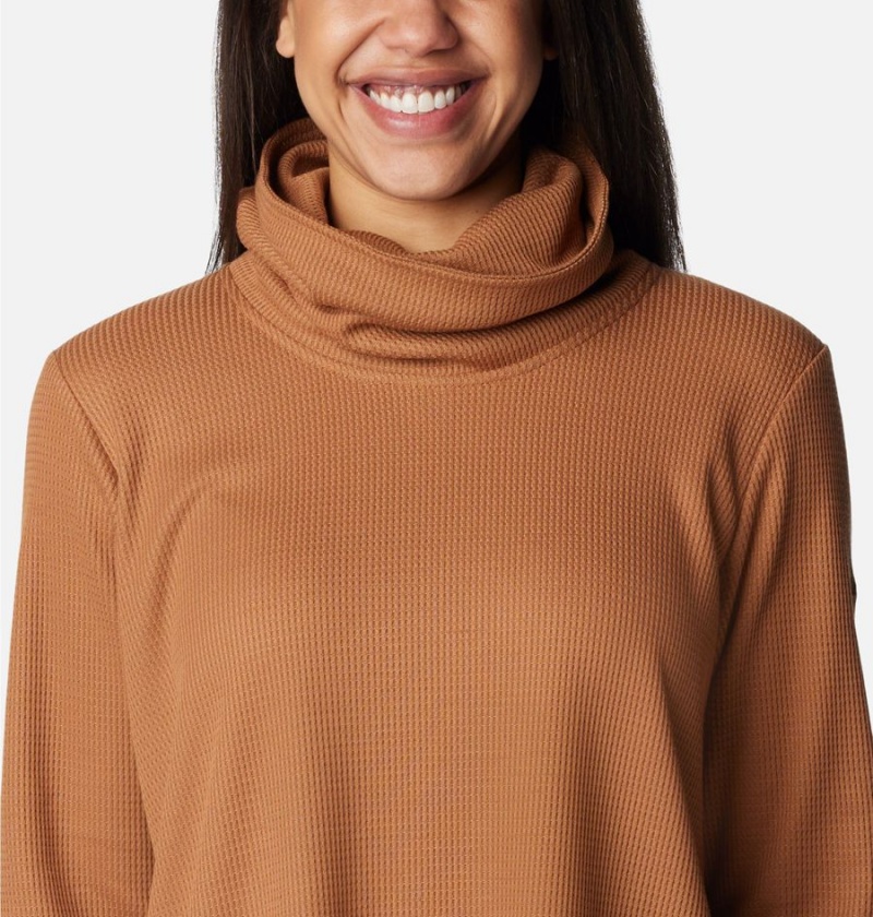 Brown Columbia Holly Hideaway Waffle Cowl Neck Women's Pullover | 18092FYTJ