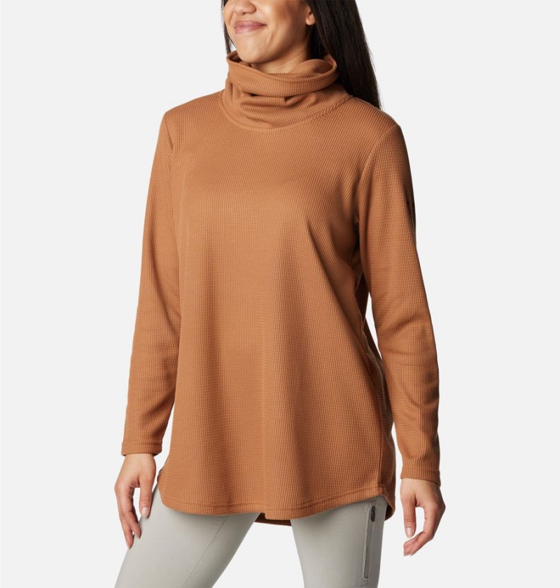 Brown Columbia Holly Hideaway Waffle Cowl Neck Women's Pullover | 18092FYTJ