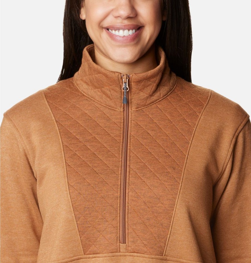 Brown Columbia Lodge Quilted Quarter Zip Tunic Women's Pullover | 35926SFRN