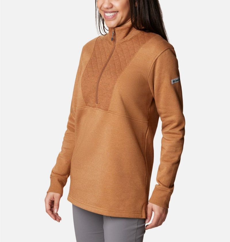 Brown Columbia Lodge Quilted Quarter Zip Tunic Women's Pullover | 35926SFRN