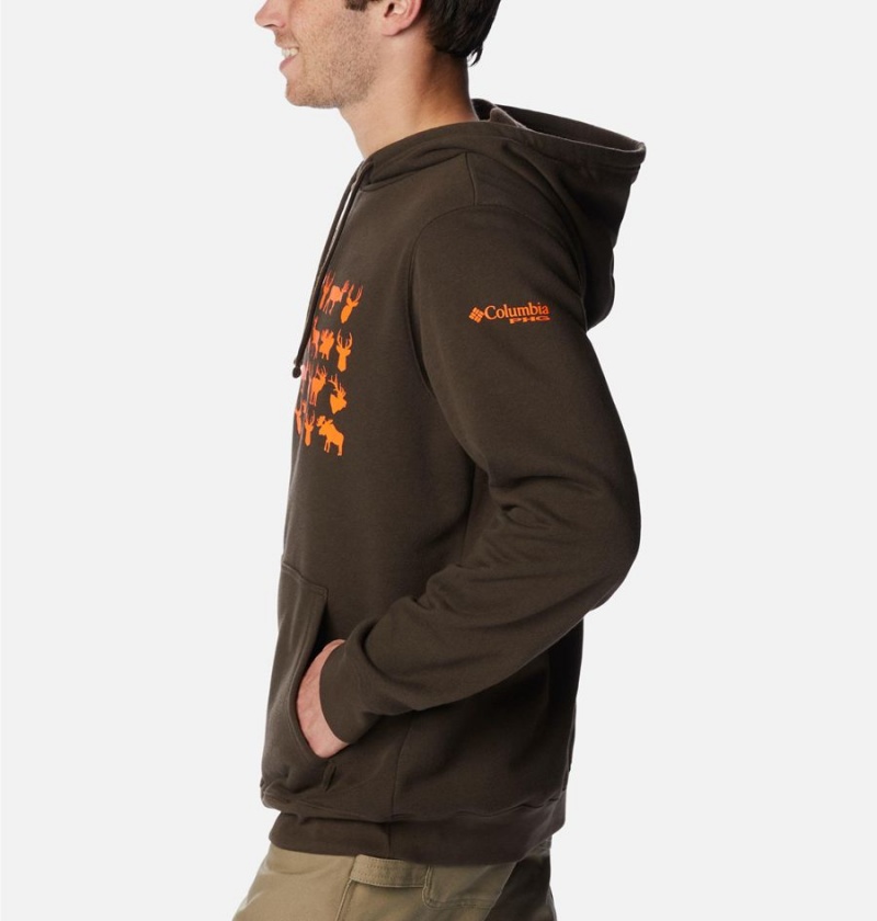 Brown Columbia PHG Game Flag II Men's Hoodie | 85340MLXB