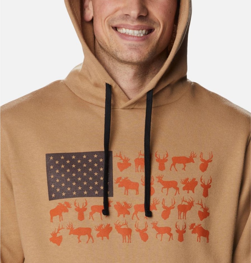 Brown Columbia PHG Game Flag II Men's Hoodie | 03461IUSA