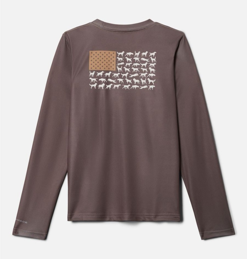 Brown Columbia PHG Terminal Shot Game Flag Long Sleeve Kids' T-Shirt | 50874UEAY