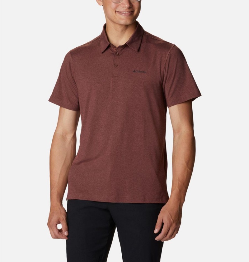 Brown Columbia Tech Trail Men\'s Polo Shirt | 25138WDNT