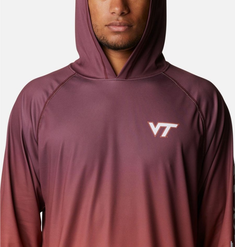 Burgundy Columbia Collegiate PFG Super Terminal Tackle - Virginia Tech Men's Hoodie | 49138JOZR