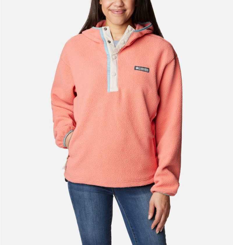 Coral Columbia Helvetia Hoodie Women\'s Pullover | 81074XRAI