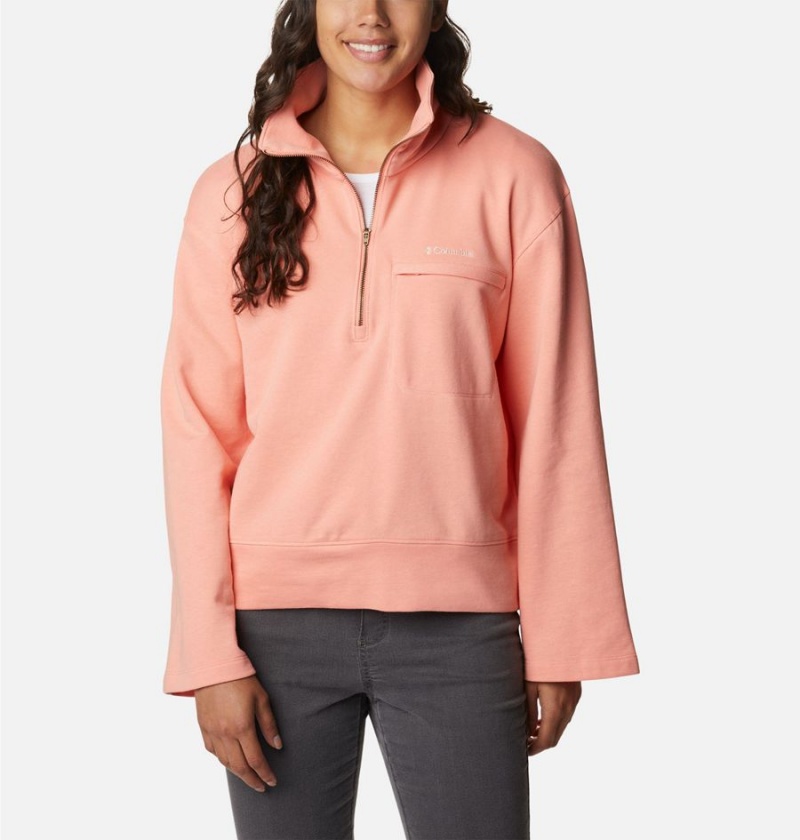 Coral Columbia Lodge French Terry Women\'s Pullover | 71423WCNQ