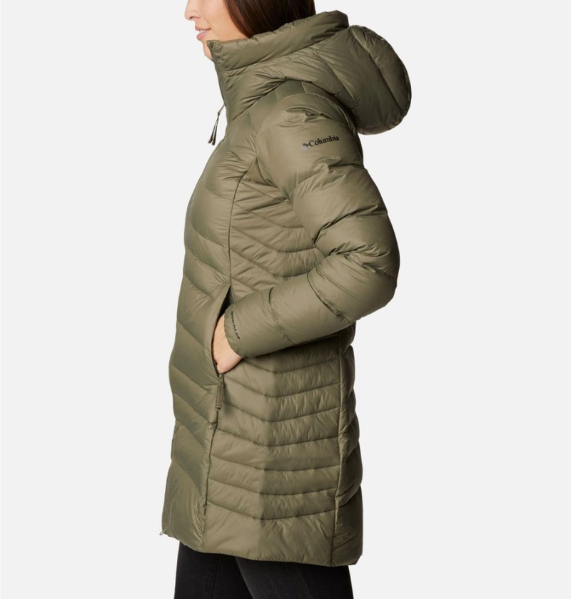 Green Columbia Autumn Park Hooded Mid Women's Puffer Jacket | 18032VOAI