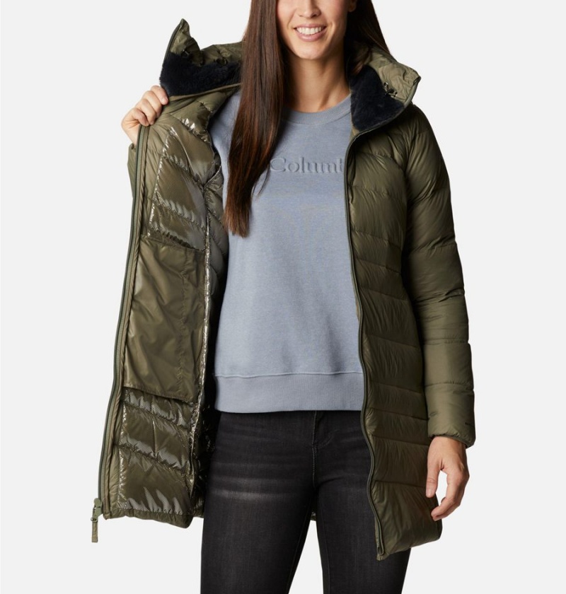 Green Columbia Autumn Park Hooded Mid Women's Puffer Jacket | 18032VOAI