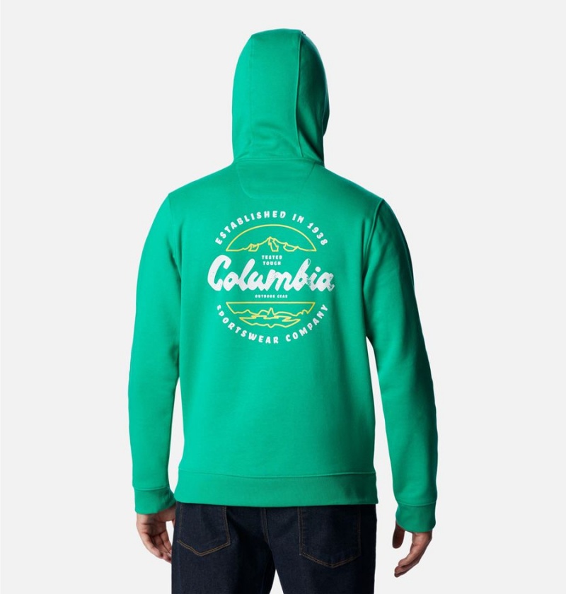 Green Columbia CSC Basic Logo II Men's Hoodie | 49635UMQR