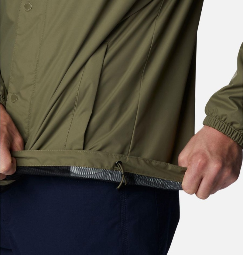 Green Columbia Cedar Cliff Men's Rain Jacket | 27604MKAQ