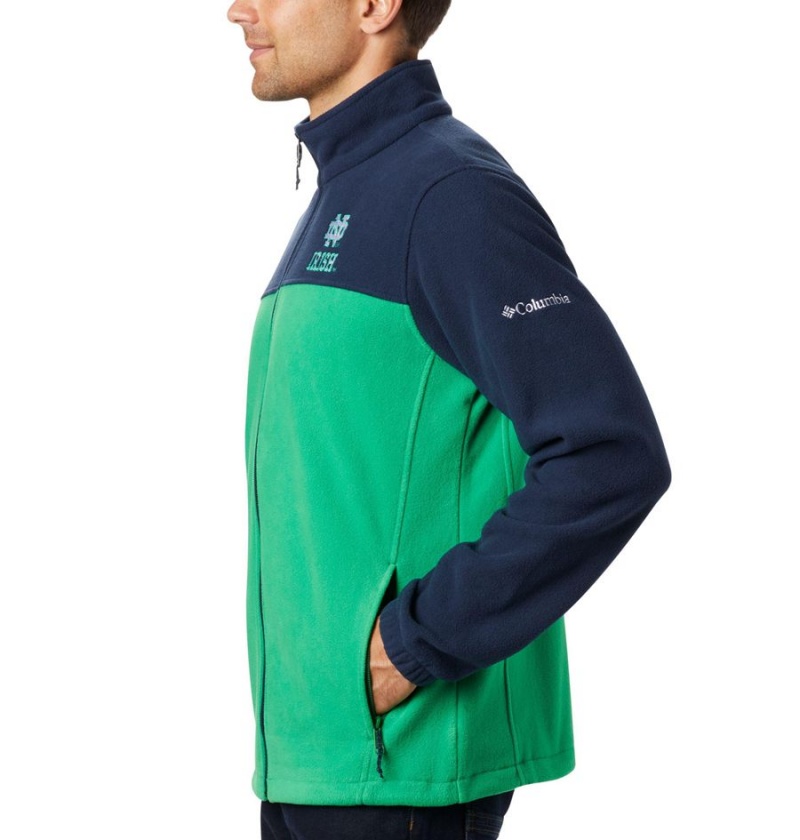 Green Columbia Collegiate Flanker III - Notre Dame Men's Fleece Jacket | 07392DQNS